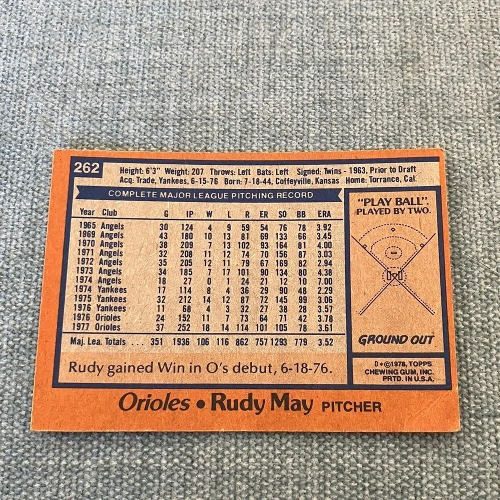 1978 Topps Baltimore Orioles Baseball Card Trading Card